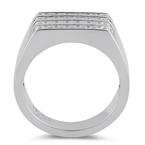 Sterling Silver 4 Row Clear CZ Wedding Band