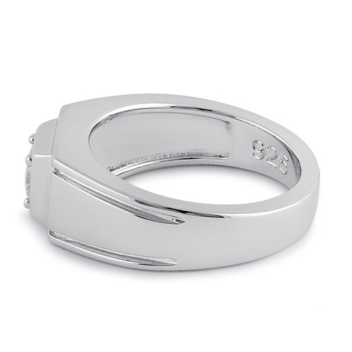 Sterling Silver Elegant Carved Engagement Ring