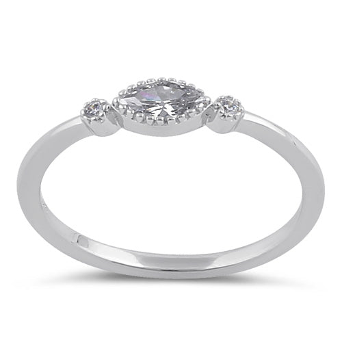 Sterling Silver Elegant Marquise Engagement Ring