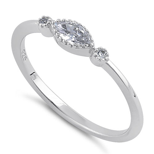 Sterling Silver Elegant Marquise Engagement Ring