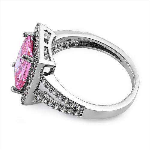 Sterling Silver Pink Emerald Cut CZ Ring
