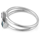 Sterling Silver Double Princess Cut Amethyst & Blue Topaz CZ Ring