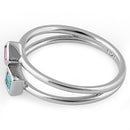 Sterling Silver Double Princess Cut Pink CZ Ring