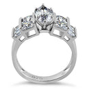 Sterling Silver Marquise Cut Engagement Clear CZ Ring