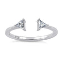 Sterling Silver Double Triangle Cut Clear CZ Ring