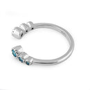 Sterling Silver Six Round Cut Blue Topaz CZ Ring