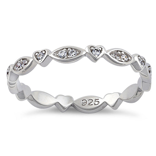 Sterling Silver Eternity Heart & Oval Clear CZ Ring