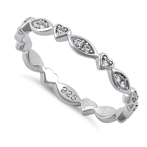 Sterling Silver Eternity Heart & Oval Clear CZ Ring