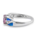 Sterling Silver Lab Opal Round Pink CZ Ring