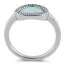 Sterling Silver Offset White Lab Opal and Clear CZ Ring