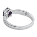 Sterling Silver 6mm Round Amethyst CZ Ring