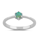 Sterling Silver Round Green Lab Opal Ring