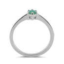 Sterling Silver Round Green Lab Opal Ring