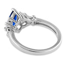 Sterling Silver Stylish Marquise & Round Cut Clear & Blue Spinel CZ Ring
