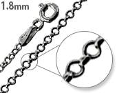 Black Rhodium Sterling Silver Rollo Chain 1.8MM