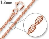 14K Rose Gold Plated Sterling Silver Rope Chain 1.3MM