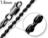 Black Rhodium Sterling Silver Rope Chain 1.8MM