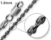 Rhodium Sterling Silver Rope Chain 1.8MM