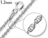 Sterling Silver Rope Chain 1.3 MM