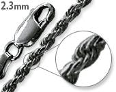 Black Rhodium Sterling Silver Rope Chain 2.3MM