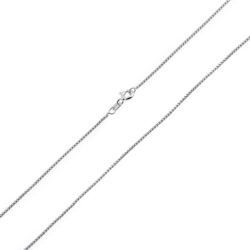 Sterling Silver Round Box Chain Necklace 1.1mm