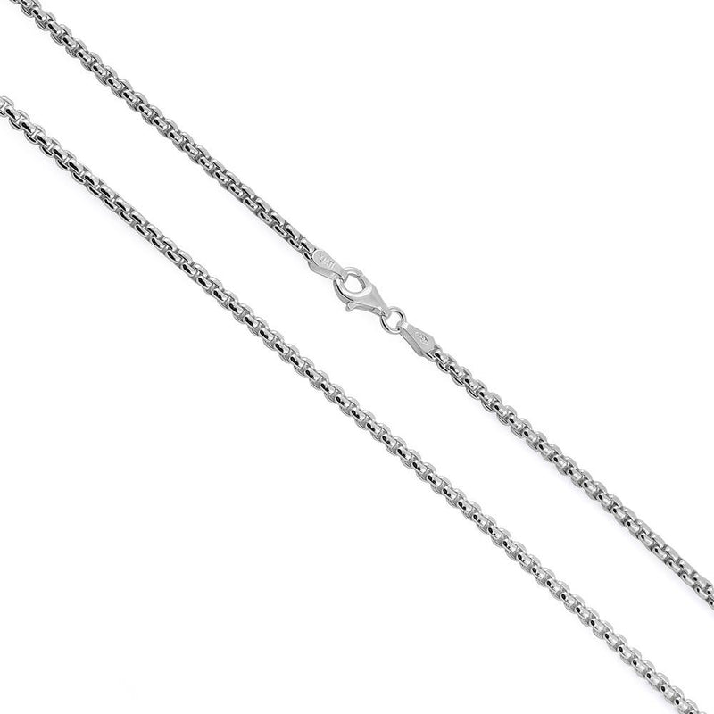 Sterling Silver Round Box Chain Necklace 2.55mm