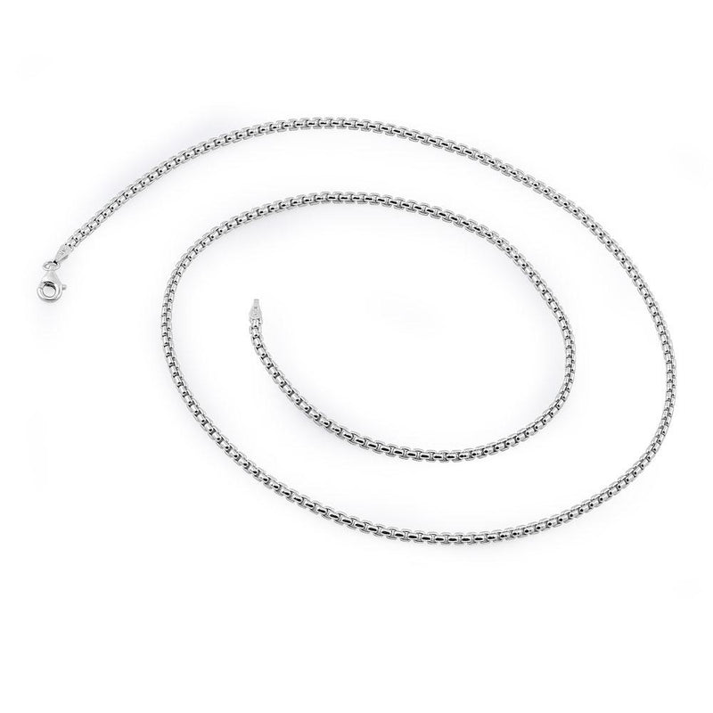 Sterling Silver Round Box Chain Necklace 2.55mm