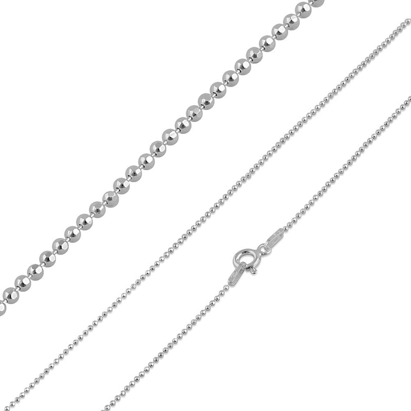 Sterling Silver Bead Diamond Cut Chain 1.0mm