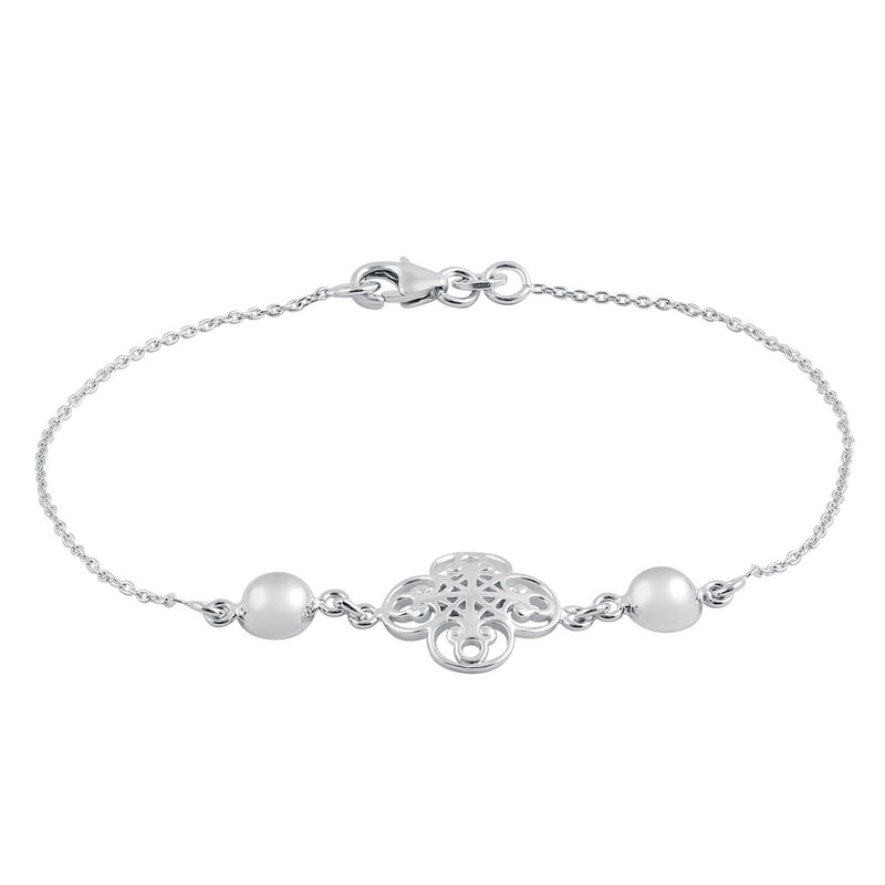 Sterling Silver Mystic Flower and Bead Bracelet