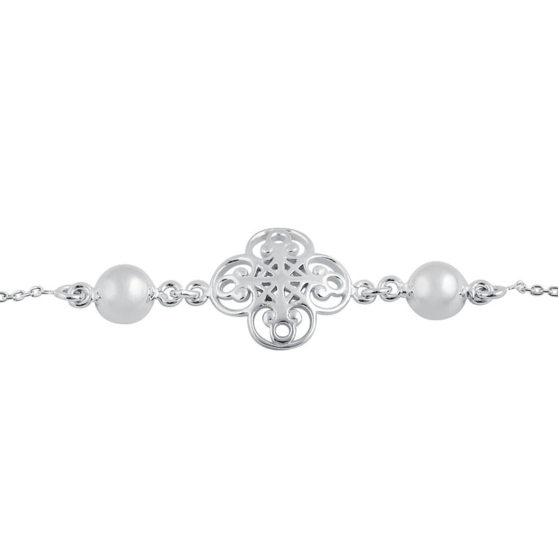 Sterling Silver Mystic Flower and Bead Bracelet