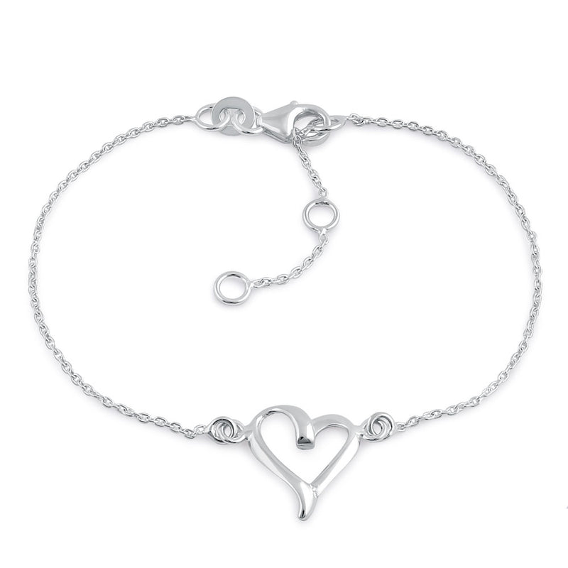 Sterling Silver Cursive Heart Bracelet