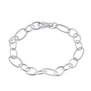 Sterling Silver Rope Oval Linked Bracelet
