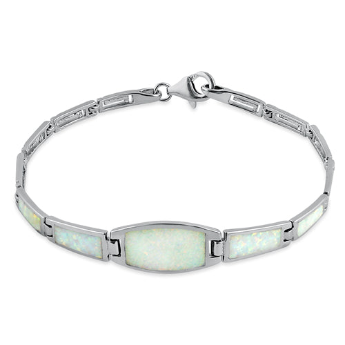 Sterling Silver Remarkable White Lab Opal Bracelet