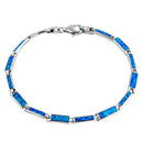 Sterling Silver Rectangular Blue Lab Opal Bracelet