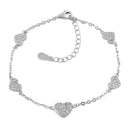 Sterling Silver Clear CZ Heart Charm Bracelet