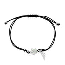 Sterling Silver Winged White Lab Opal Plumeria Adjustable Silk Bracelet