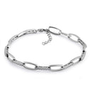 Sterling Silver Elegant Clear CZ Link Bracelet