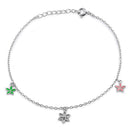 Sterling Silver Dainty Multi-Colored Charm Flower Hand Painted Clear CZ Bracelet