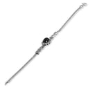 Sterling Silver Arrow Flower Black Onyx Oval Marcasite Bracelet