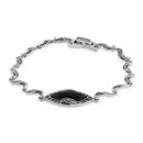 Sterling Silver Marquise Twist Black Onyx Marcasite Bracelet