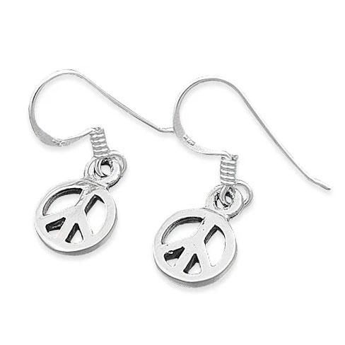 Sterling Silver Peace Sign Earrings