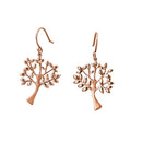 Sterling Silver Rose Gold Plated Tree of Life Hook Earrings