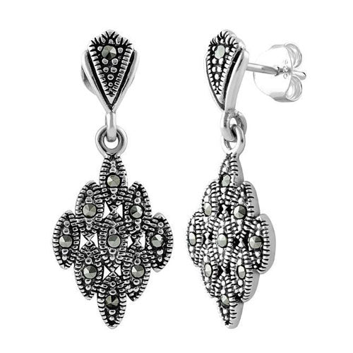Sterling Silver Marquise Marcasite Earrings