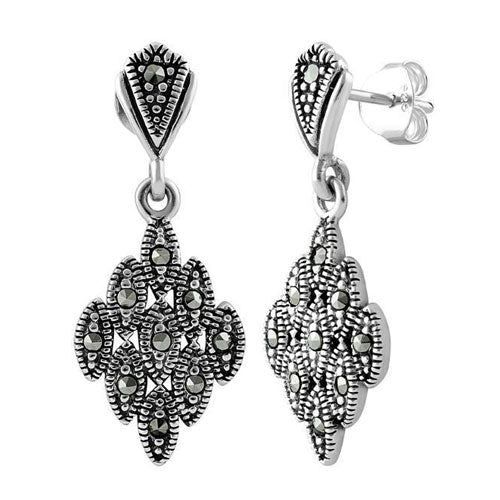 Sterling Silver Marquise Marcasite Earrings
