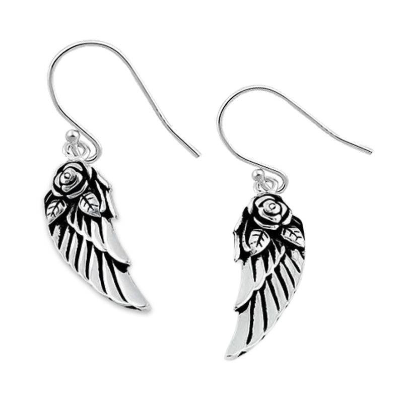 Sterling Silver Antique Flower Wings Earrings