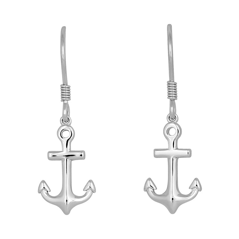 Sterling Silver Anchor Dangle Earrings