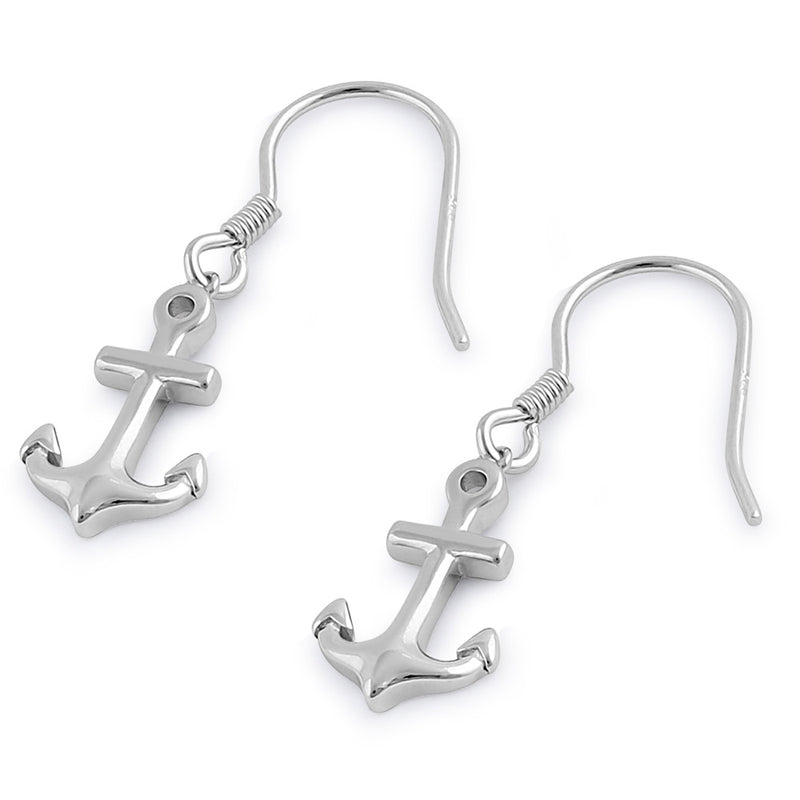 Sterling Silver Anchor Dangle Earrings