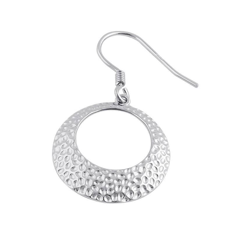 Sterling Silver Round Hammered 19.5mm Dangle Earrings