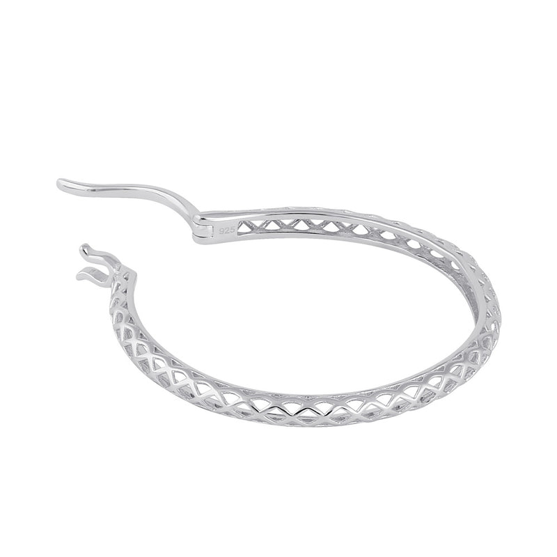Sterling Silver 27.5mm x 2.5mm Basket Hoop Earrings