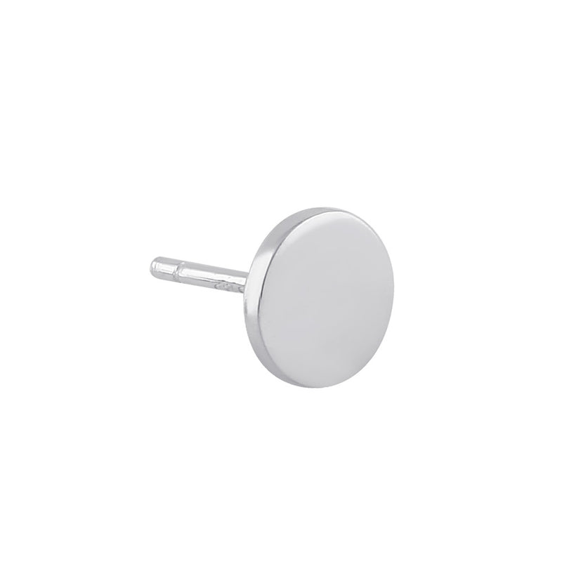 Sterling Silver Flat Circle Stud Earrings